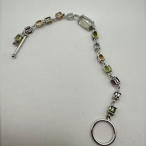 NWOT 7" One-of-a-kind multi-gemstone in sterling silver bracelet in 925! - Picture 7 of 12